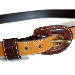 FURLA Women's Italian BeltTwo-Tone Leather Belt Made in Italy Vintage